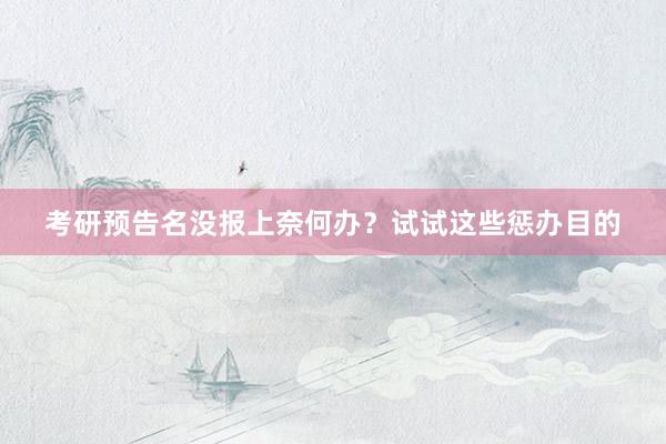 考研预告名没报上奈何办？试试这些惩办目的